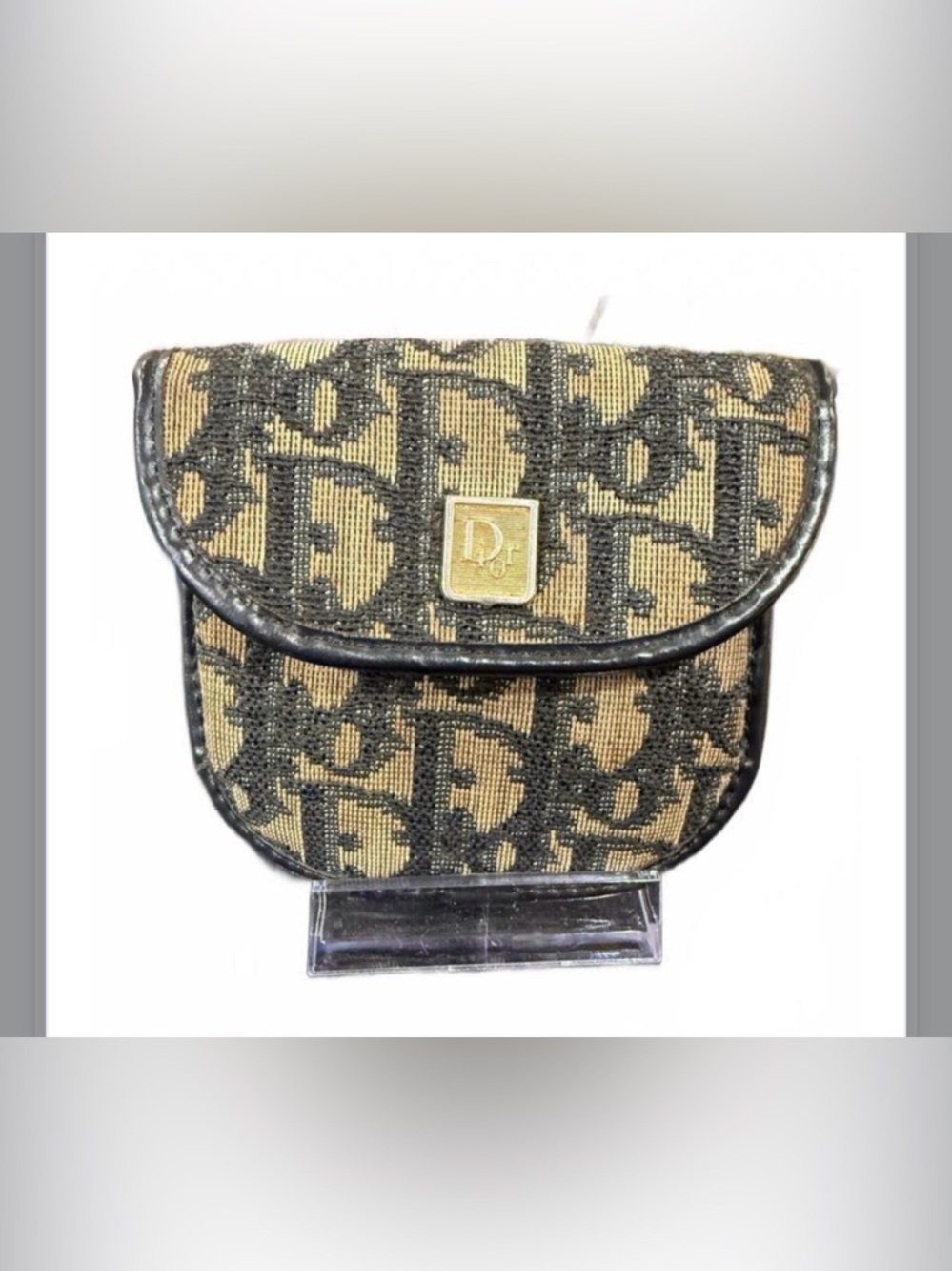 Dior Brown Navy Monogram Canvas Small Pouch/Coin Purse & COA!
